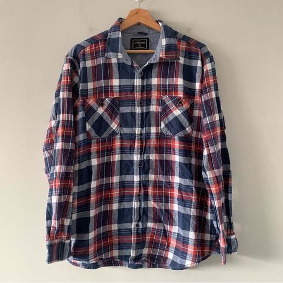 J. Peterman Other - J. Peterman Flannel Shirt Mens Sz XL Red Blue Plaid Tartan Long Sleeve Button Up